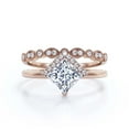 thumbnail image 1 of Boho & Hippie 2.00 Carat Princess Cut Diamond Moissanite Dainty Engagement Ring, Classic Wedding Ring, One Matching Band In 10K Solid Rose Gold, Gift For Her, Promise Ring, Anniversary Ring, Bridal, 1 of 3