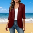 thumbnail image 2 of yoeyez Women Casual 3/4 Sleeve Cardigan Lightweight Chiffon Open Front Cardigans Elegant Dressy Sheer Shrugs for Dresses Wine,XL, 2 of 7