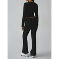 thumbnail image 4 of Conjuntos de Salón para Mujer, Conjuntos Casuales Y2K de 2 Piezas, Tops Cortos de Corta, Pantalones Acampanados con Pliegues y Chándales. Negro L, 4 of 9