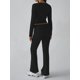 thumbnail image 4 of Conjuntos de Salón para Mujer, Conjuntos Casuales Y2K de 2 Piezas, Tops Cortos de Corta, Pantalones Acampanados con Pliegues y Chándales. Negro L, 4 of 9