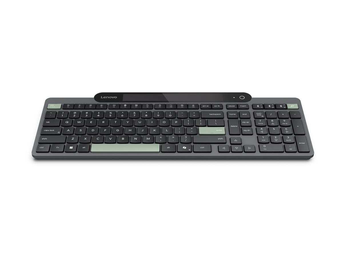 Lenovo Self-Charging Bluetooth Keyboard-US English - Wireless Connectivity - Bluetooth - 5.1 - 108 Key(s) - Windows 10, Windows 11 - English (US) - Notebook - PC - Recycled Plastic - Plunger Keyswi...