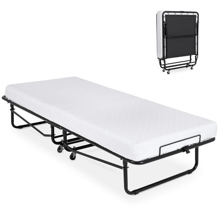 Best Choice Products Folding Rollaway Cot-Sized Mattress Guest Bed w/ 3in Memory Foam, Locking Wheels, Steel Frame, (Best Way To Build Stamina In Bed)