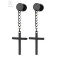 thumbnail image 2 of GustaveDesign Cross Drop Dangle Tassel Earrings Set, Vintage Stainless Steel Circle Screw Stud Hinged Cross Earring for Men Women (Black), 2 of 6