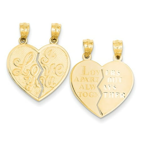 14k Yellow Gold I Love You Heart Break-a-Part Reversible Pendant