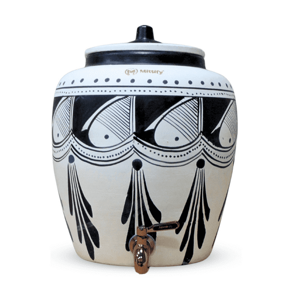 Clay Water Pot 11 Litre Black Spade Design