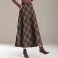 thumbnail image 4 of Women's Lattice Skirt Warm Elastic Waist Wool A-Line Pleated Tartan Winter Long Skirts, 4 of 10