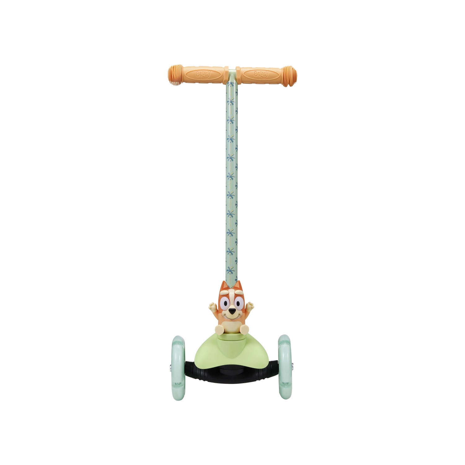 Bluey Bingo Ride-N-Glide Buddies 3D Toddler Scooter, 3 Wheel Kick Scooter for Kids Ages 3+, Green
