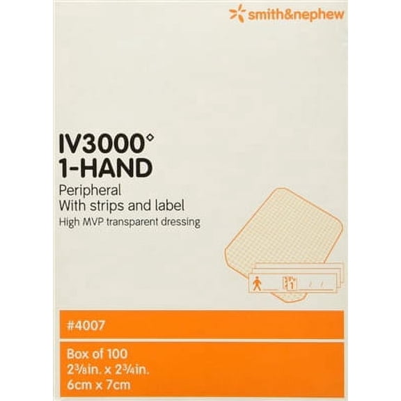 Opsite IV3000 1 Hand IV Dressing, 2.38 X 2.75 Inch, Smith & Nephew 4007 - Box of 100