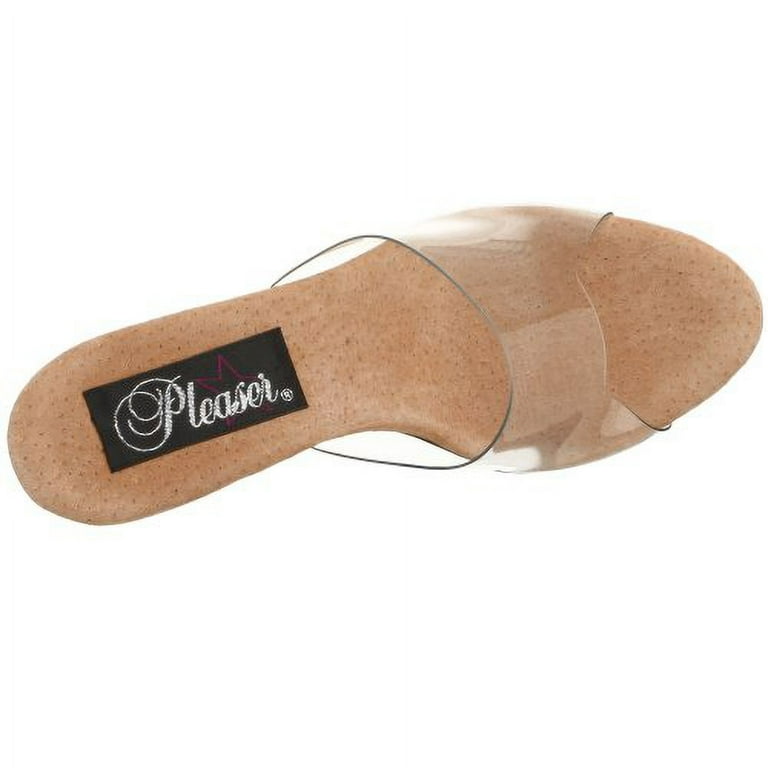 Fabulicious BELLE-301 Womens Clear Tan Slide Sandal with 3