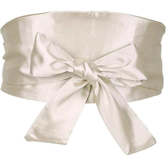 Zhengup Women Satin Obi Belt, Self Tie Wrap Wide Waistband Belt for Dress Bridal Sash