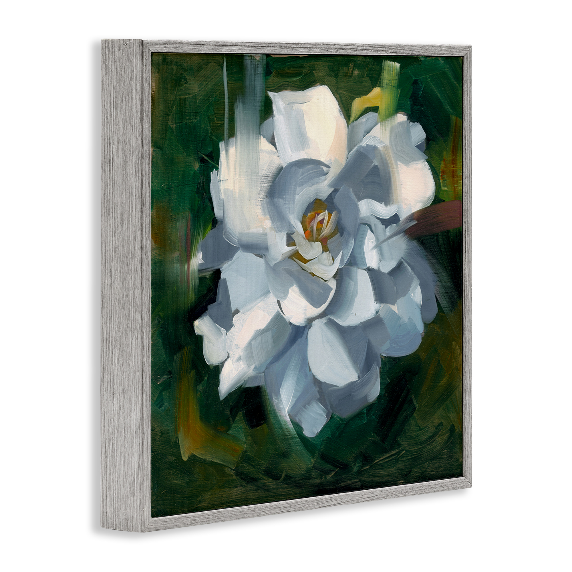 Stupell Industries Paint Streaked Flower Botanical & Floral Painting Gray Framed Art Print Wall Art, 12 x 12