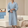 thumbnail image 2 of Men’s Lightweight Seersucker Bathrobe Cotton Classic Casual Nightwear with Pockets, 2 of 9