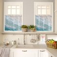 thumbnail image 4 of Kitchen Curtains Valances and Tier Set, 3 Pieces Rod Pocket Tiers Curtain Watercolor Blue White Wave Ripple Ocean Beach Small Window Valance Sets Treatment Drapes Coastal Landscape, 4 of 5