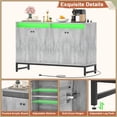 thumbnail image 6 of iSunirm Sideboard Buffet Cabinet with Power Outlet, Kitchen Storage Sideboard with LED Light & Doors, Storage Cabinet for Dining Room, Hallway, Kitchen, White Oak, 6 of 7