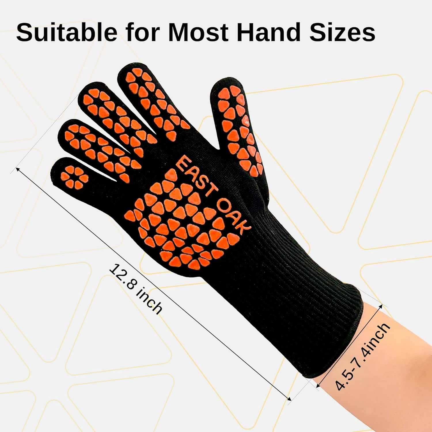 East Oak BBQ Gloves 1472°F Heat Resistant Non-Slip Red Silicone Grill Gloves