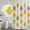 thumbnail image 5 of Yellow Orange Moroccan Shower Curtain, Waterproof Shower Curtains for Bathroom, Vintage Boho Geometric Pattern Gray Washable Fabric Bathtub Curtain Set Bath Decor with 12 Hooks 48"x72", 5 of 8