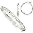 thumbnail image 1 of Sterling Silver D/C 6mm Bangle And 4mm Hoop Earring Set Made In India qb1331set, 1 of 5