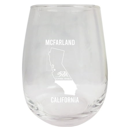 

Mcfarland California Souvenir 9 Ounce Laser Engraved Stemless Wine Glass State Flag Design 2-Pack