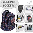 thumbnail image 5 of KEIAHUAN Patriotic Bow Boys Backpack, Fits 14 Inch Laptop with Dual Stretch Side Pockets, Large Capacity 17 Inch Student Backpack for Girls Kids Daily Back to School Use, 5 of 7