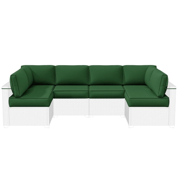 Pakunoda 14 Pieces Outdoor Replacement Cushions, 5" High-Density Foam Sectional Cushions Couch, 6 Seat Patio Conversation Sets for Rattan Wicker, Liner&Cover, Green