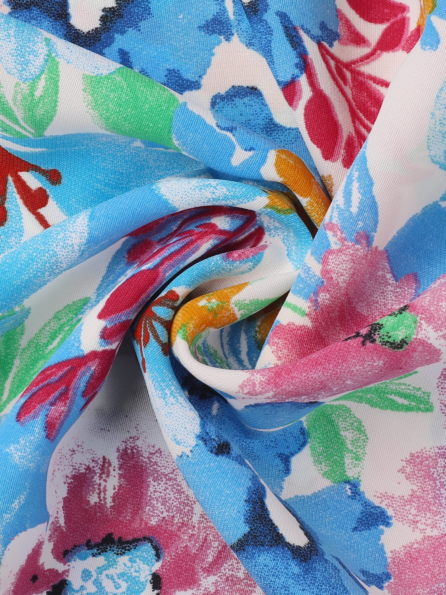 DARING DIVA Smocked Sleeveless Ruffle Neck Flowy Floral Midi Dress XS Blue Pink