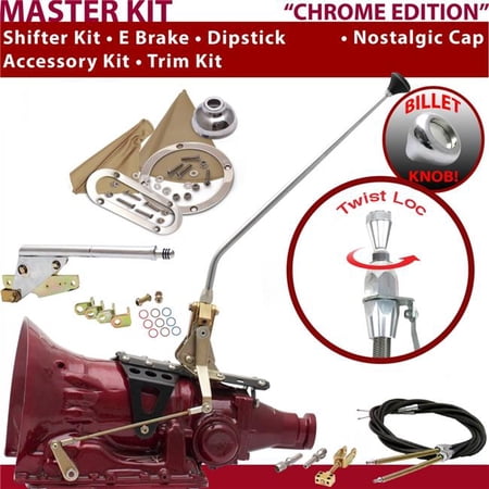 American Shifter AOD Shifter Kit Chrome 16 in. E Brake Cable Trim Kit Dipstick for F25CD