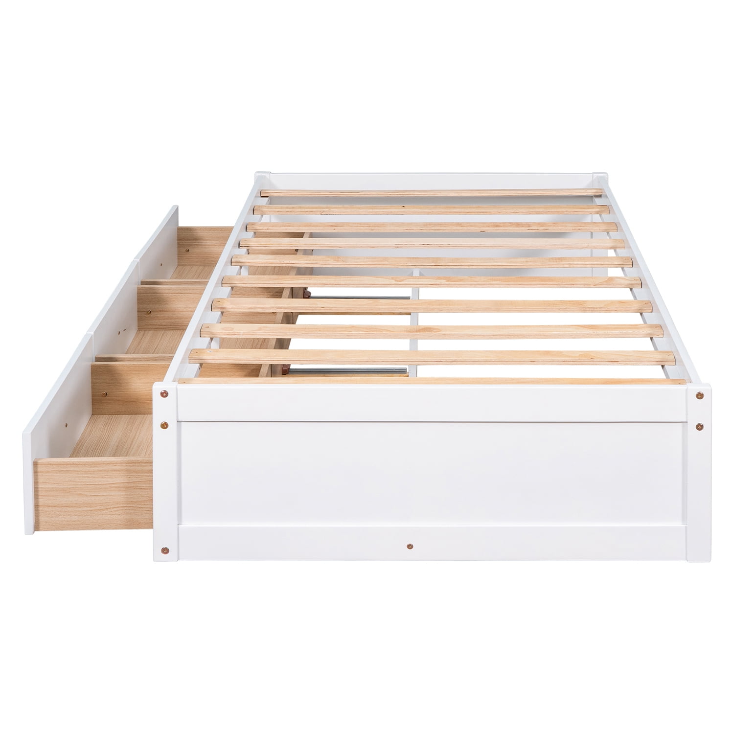 Kadyn Twin Platform Bed Frame, Twin Size Platform Storage Bed with 3 Drawers, Bed Frame for Kids, White