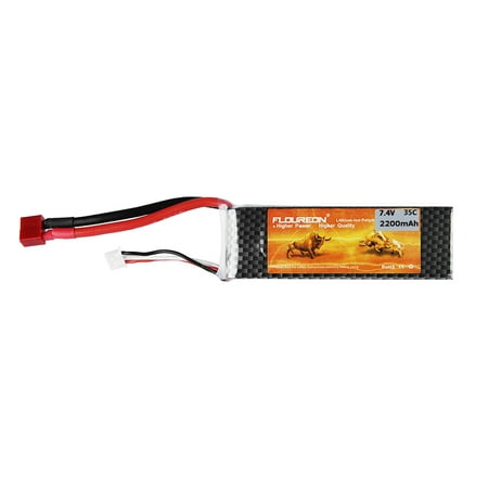 Floureon 2S 7.4V 2200mAh 35C with T Plug LiPo Battery Pack for RC Evader BX Car, RC Truck, RC Truggy RC Airplane UAV Drone