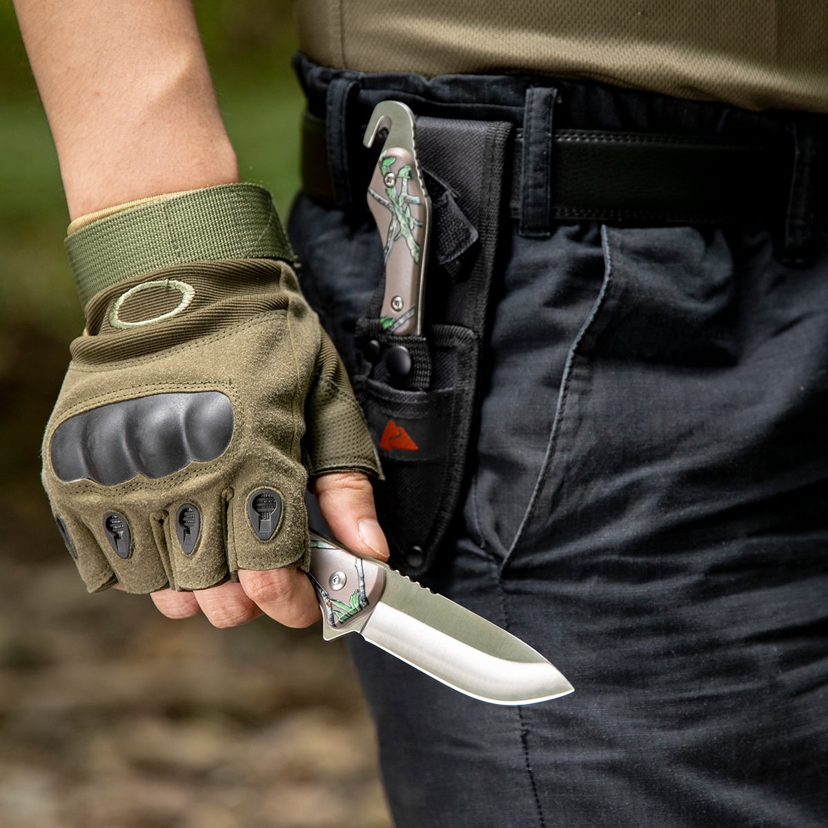Ozark Trail 7.6"Blade Length Hunting Knife 6 Pcs Tactical Knives Moss Green