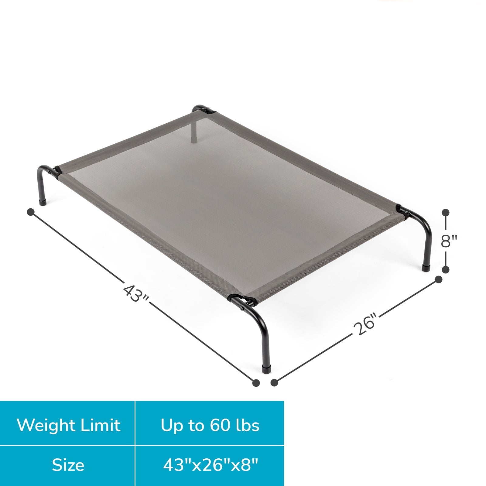 ZephyPaws Cooling Elevated Raised Dog Cots Bed for Dog Cat,Portable Pet Hammock for Medium Dog,Gray