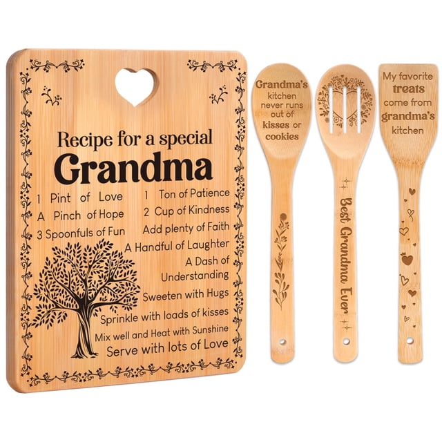 Tabla de cortar de bambú Apjielop 28x22 cm Grandma Gift