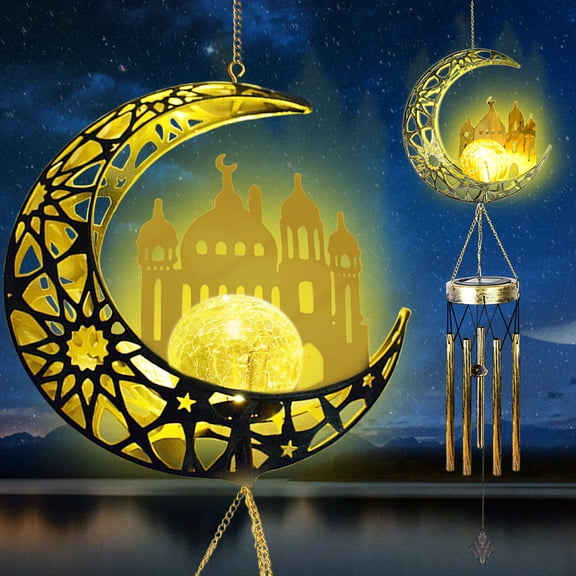 Castle Solar Wind Chimes, Outdoor Crackle Glass Ball Wind Chimes Lights, Waterproof Garden Decor Birthday Gifts for Women Mom Grandma