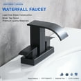 thumbnail image 2 of Black Waterfall Bathroom Sink Faucet with Pop up Sink Drain Stopper Overflow for Faucet Vessel, 4 Inch 2 Handles 2 or 3 Holes Centerset Faucet for Lavatory Bathroom Sink with Supply Lines, 2 of 9