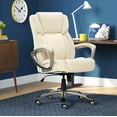 thumbnail image 2 of Serta Garret Executive Office Chair, Ergonomic Lumbar Support, Semi-Plush Cushion, Body Pillows, Ivory White, 2 of 17