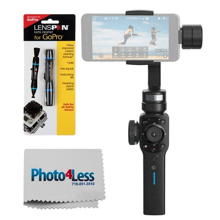 Zhiyun Smooth 4 Professional 3-Axis Handheld Gimbal Stabilizer for Smartphones + Lenspen Mini Pro Compact Lens Pen Cleaning System for GoPro Action Camera NGO-1C + Photo4Less Cleaning Cloth