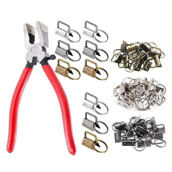 46PCS Keychain and Wristlet Clamp for Key Fob Hardware Supplies with Pliers Tool