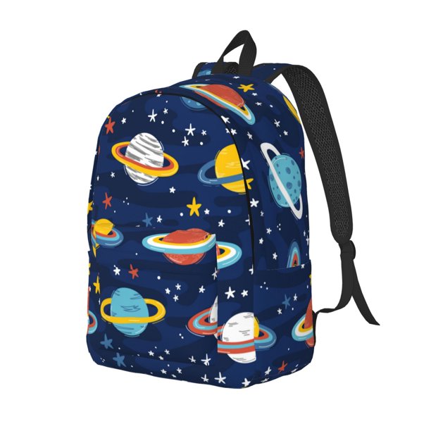 Disketp Planets and Stars Mochila de Lona Estampada, Mochila Escolar de Viaje Ligera para Estudiantes y Portátil-Medium