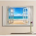 thumbnail image 2 of wall26 - Canvas Prints Wall Art - Glimpse into Clear Sea and Beach out of Open Window | Modern Wall Decor/Home Decoration Stretched Gallery Canvas Wrap Giclee Print &amp; Ready to Hang - 24" x 3, 2 of 5