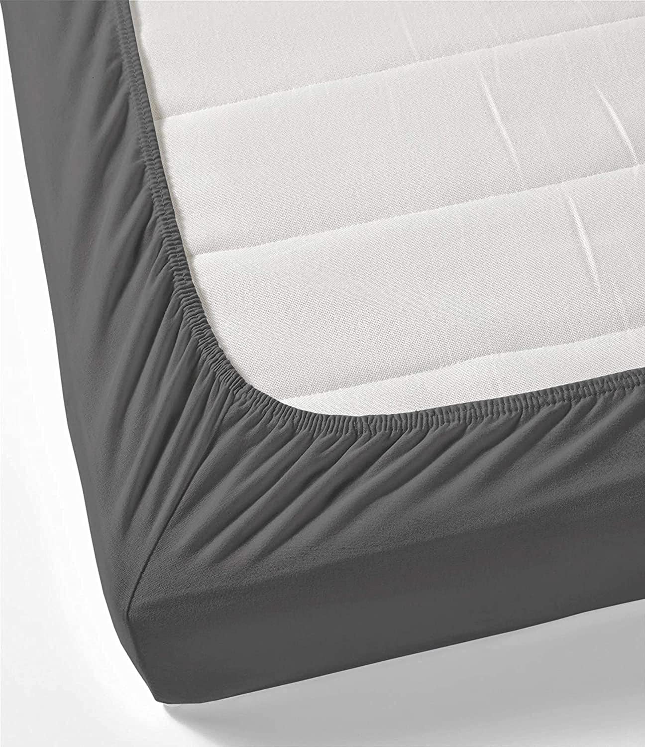 100% Bamboo 3 Piece Fitted Sheet Set, 14" Deep Pocket, ( 1 Piece Fitted sheet and Two Pillowcases ), 100% Organic Bamboo - Full XXL Size - Dark Gray Solid.