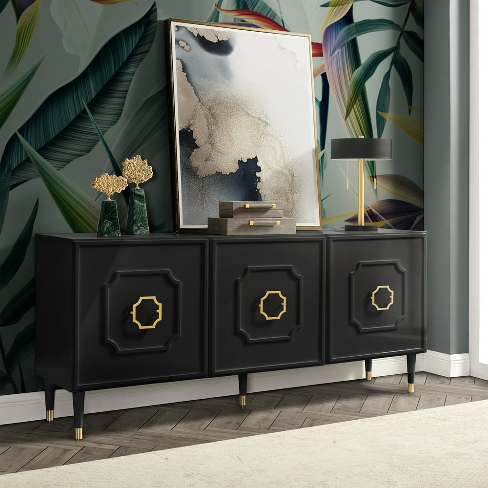 Inspired Home Kai Sideboard Buffet 3 Doors Brushed Finish Gold Handle ...