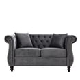 thumbnail image 4 of Grey Velvet Chesterfield 2 Person Sofa with Hand - crafted Nailheads / Rich and Luxurious Visual Effect, 4 of 5