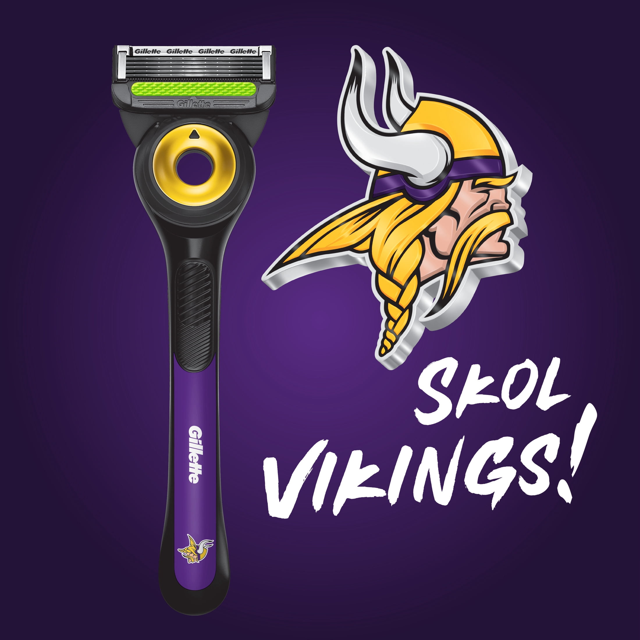 Gillette Labs Official Vikings Licensed Razor for Men, Perfect for Game Day Grooming, Gillette Labs with Exfoliating Bar, 1 Handle, 1 Blade Refill