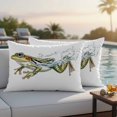 thumbnail image 4 of Vintage Frog Outdoor Waterproof Pillow Covers, Water Surface Motif Animals Artwork Decorative Rectangle Throw Pillowcase Sofa Cushion Sham for Patio/Couch/Chair, 20"x12" 2 Pack, 4 of 8