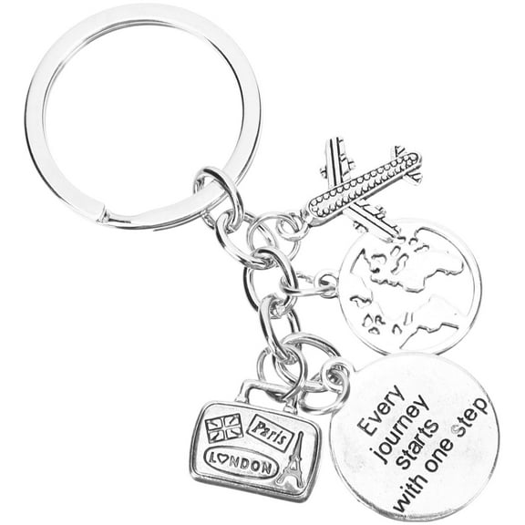 LEORX Airplane Key Holder Silver Alloy Travel Items Keychain for Men 1Pack