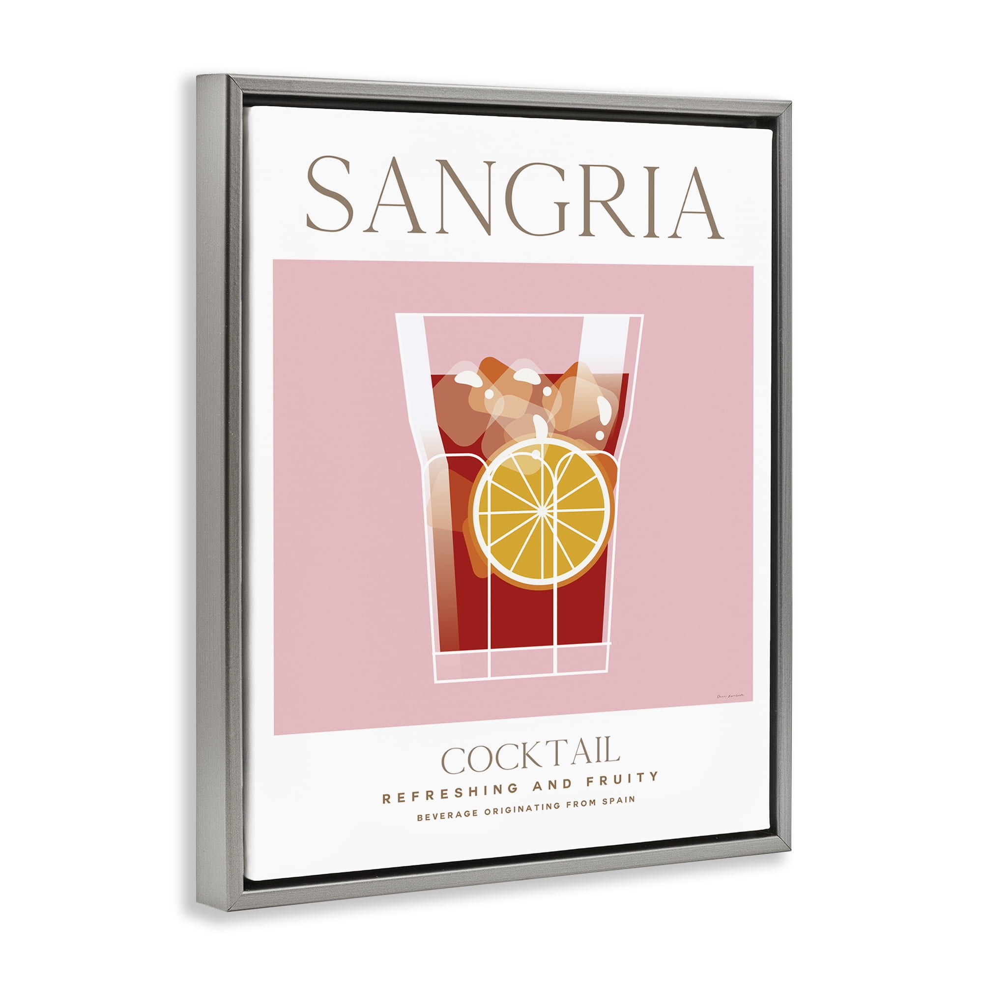 Stupell Industries Chic Minimal Sangria Food & Beverage Painting Gray Floater Framed Canvas Art Print Wall Art, 17 x 21