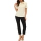 thumbnail image 2 of INSPIRAR CHIC Blusas de Verano para Mujeres de Color Sólido con Lazo en el Cuello de Manga Corta para Usar en el Trabajo Beige XL, 2 of 6