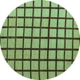 thumbnail image 1 of Ahgly Company Indoor Round Checkered Turquoise Blue Modern Area Rugs, 7' Round, 1 of 4