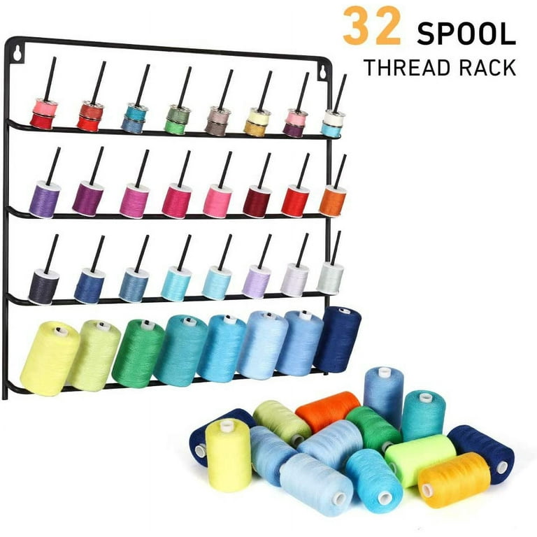 Thread Holder Wall 54 Spool and 32 Spool Sewing Thread Rack 2 Pack Metal  Embroidery Spool Thread Organizer Wall Mounted with Hanging Tools for