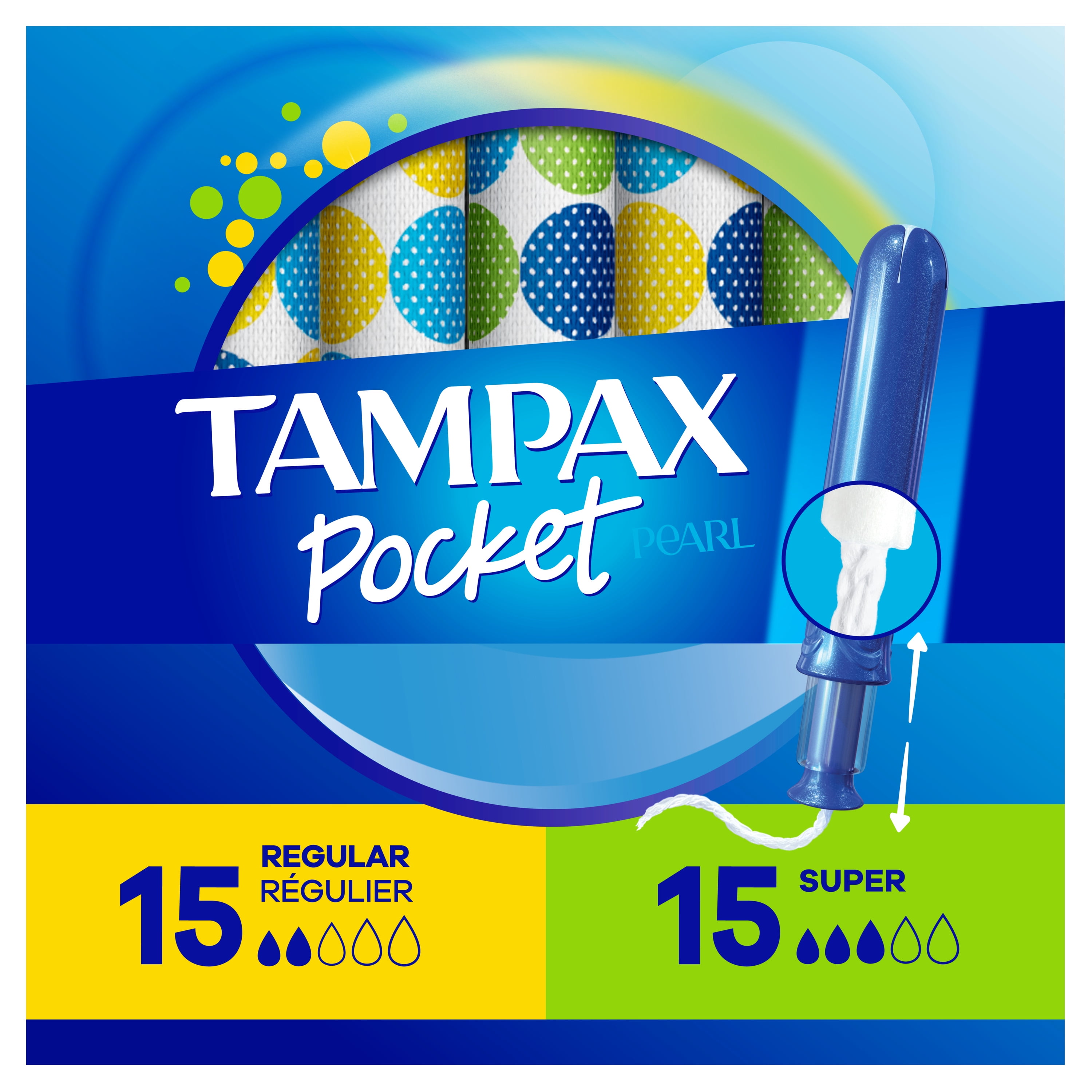 Tampax Pocket Pearl Tampons, DuoPack, Regular/Super, Unscented, 30 ct