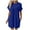 Blue, variant on Womens Summer Casual Dresses Cotton Linen Solid Color V Neck Short Sleeve Retro Mini Dress Streetwear